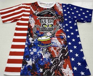Sublimated Moisture Wicking Short Sleeve Jersey (Chainface Patriotic Drifit Jersey - Red/White/Blue)